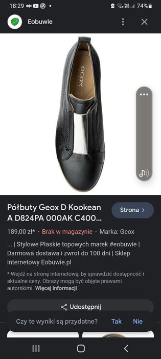 Półbuty damskie Geox r.36