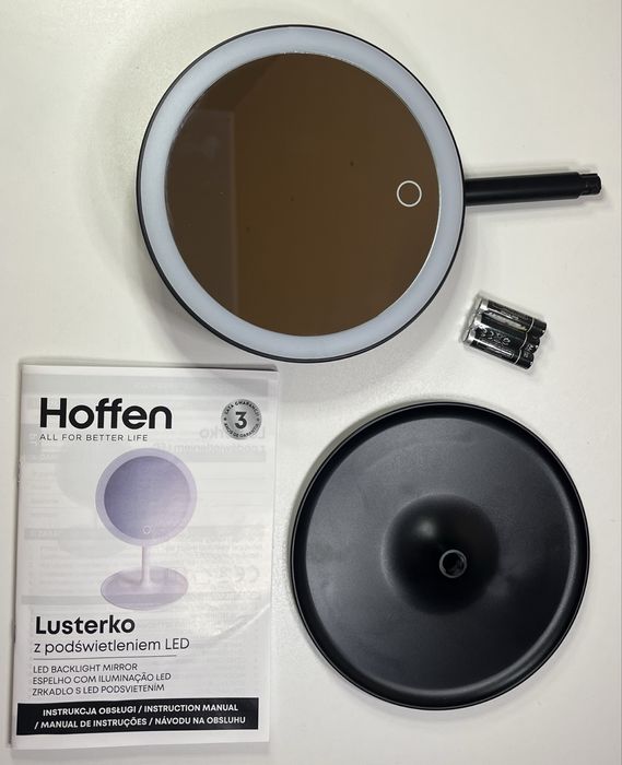 Lusterko kosmetyczne LED Hoffen podświetlane czarne na baterie