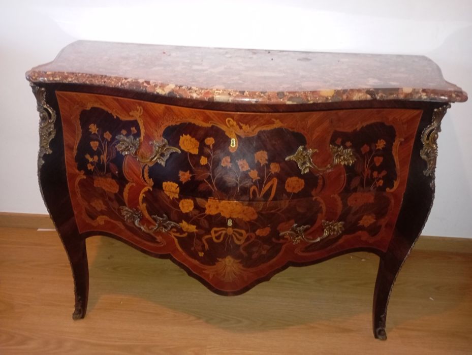 Cômoda Luís XVI duas gavetas e pedra de granito