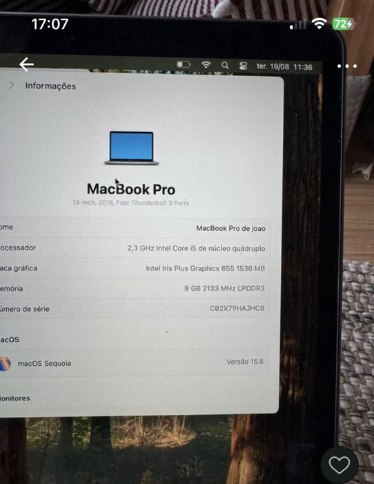 Macbook pro 13 de 2019