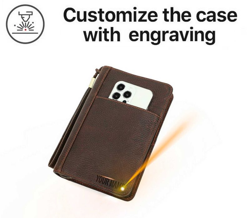 Estojo organizador de charutos personalizado em pele de bovino.