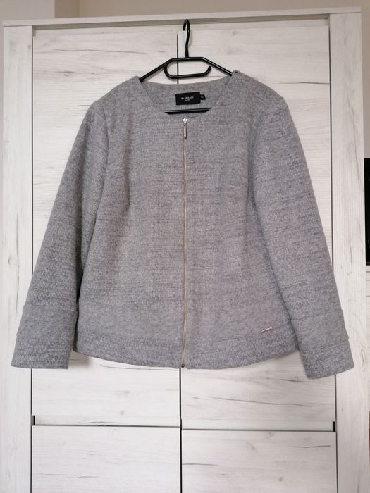 Szary sweter wełniany monnari 46 rozpinany kardigan marynarka żakiet