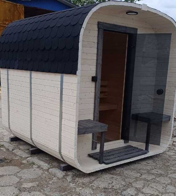 SAUNA OGRODOWA WOLA QUADRO QL 240cmz piecem i oświetleniem ZŁOŻONA