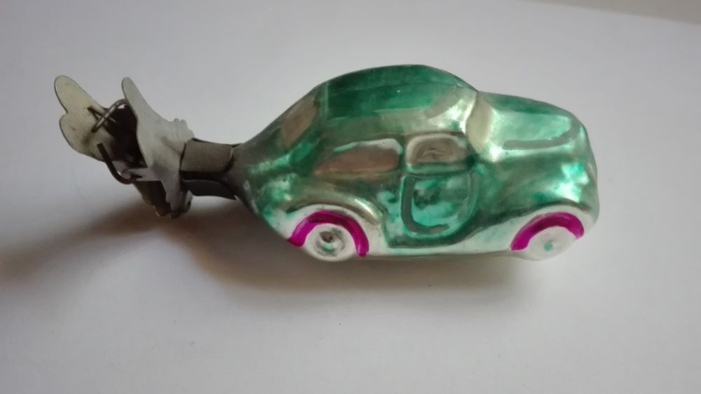 Модель машинка СССР елочная игрушка на прищепе стекло старая