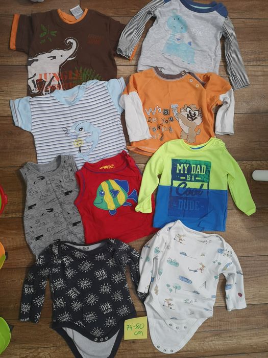 Paka ciuchów dla chłopca 68-74-80 spodnie bluzki bluzy kurtki