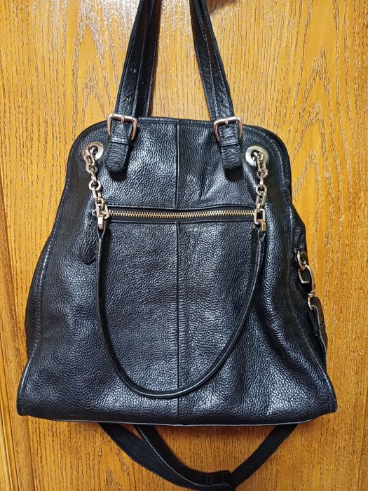 Чорна жіноча сумка із зернистої шкіри