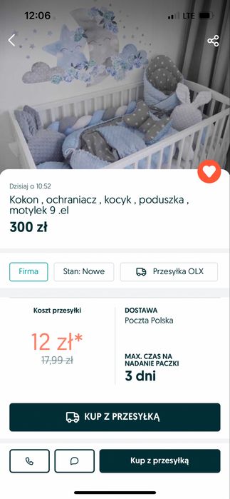 Nowy komlet do łóżeczka 9 elementów śliczny