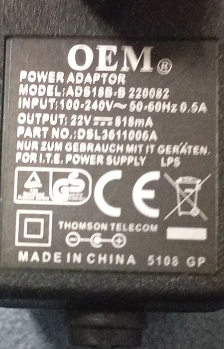 carregador OEM de 22v 815mha 0.5A