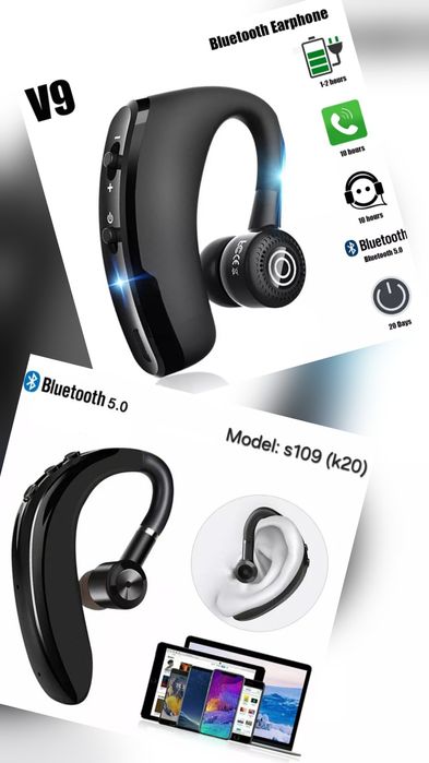 (НОВЫЙ) Bluetooth Блютуз гарнитура V9 S109/К20