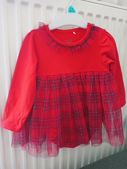 Sukienka body świąteczne czerwone 74