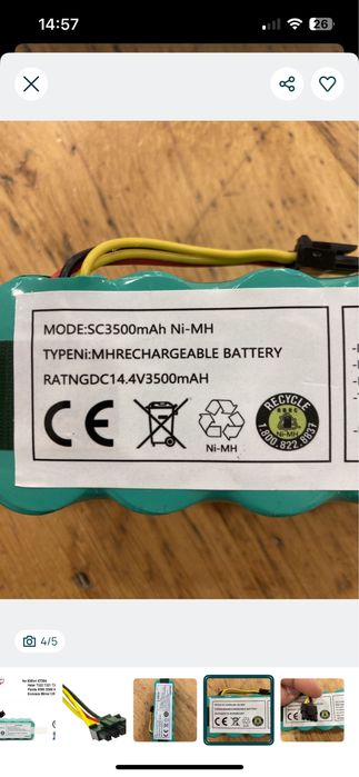 Bateria 14.4V 3500mAh aspirador Midea Kitfort Haier Panda Ecovacs