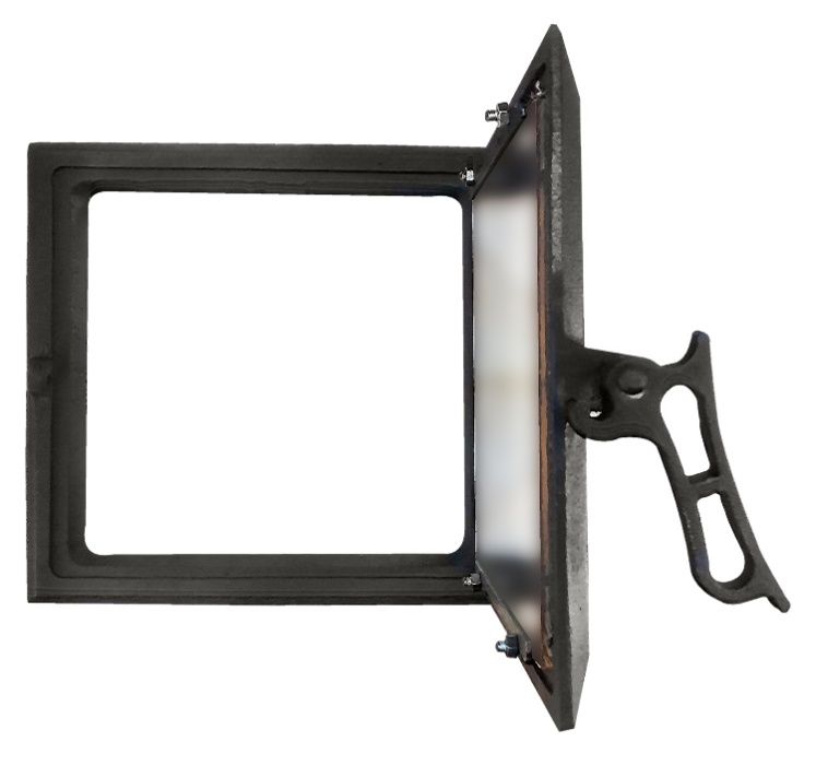 Чугунная дверца для печи со стеклом  и регулировкой подачи воздуха