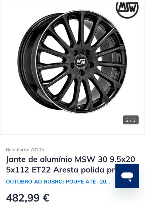 Jantes 20” 5x112 originais MSW 30 By OZ compativeis Porsche Macan A5