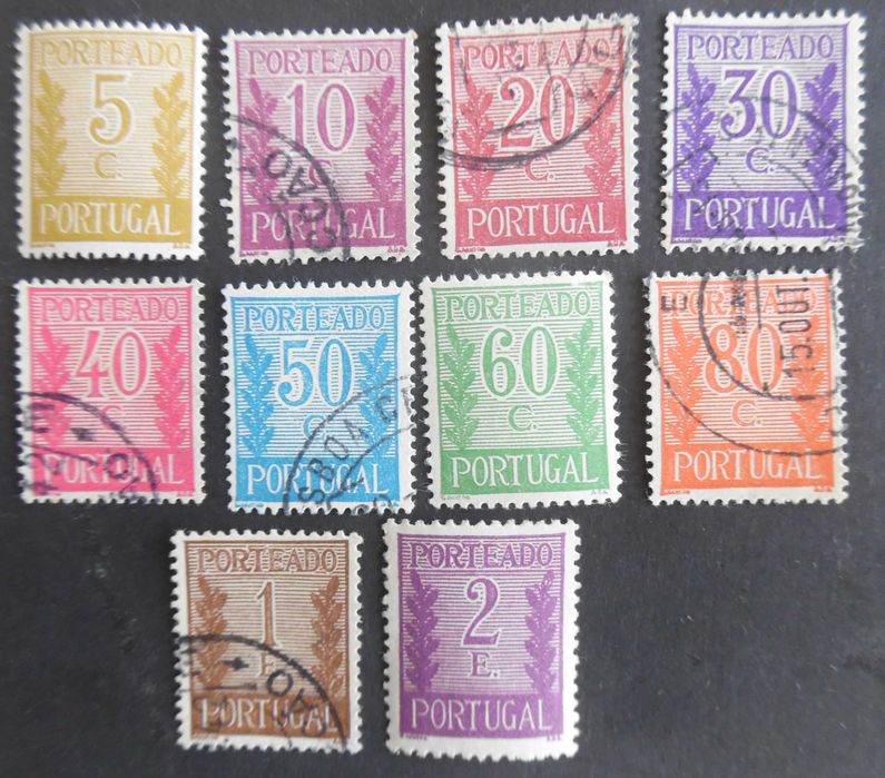 Selos Portugal 1940-Alagarismo c/ ramos Porteado novos e usados