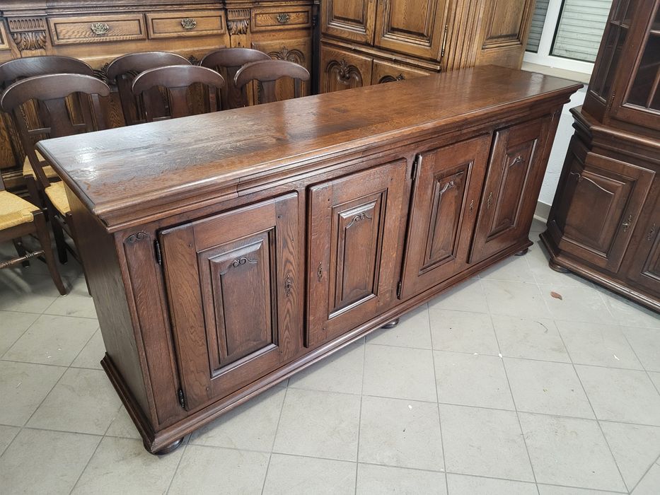 Zestaw 100% dębowy komoda witryna stół 8 krzeseł meble holenderskie