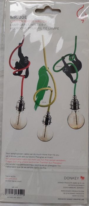 Acessórios de design para cabos eléctricos ou candeeiros da DONKEY