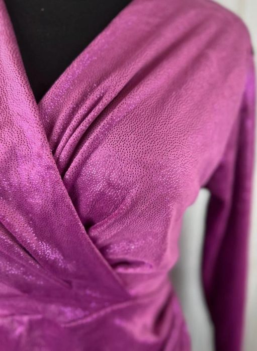 Fioletowa błyszcząca sukienka elegancka wieczorowa wesele XL XXL