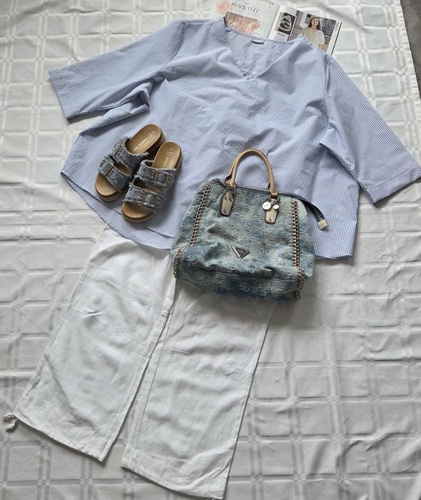 Viralowa bkuzka damska w paski marki Laura Torelli oversize rozmiar 56/58