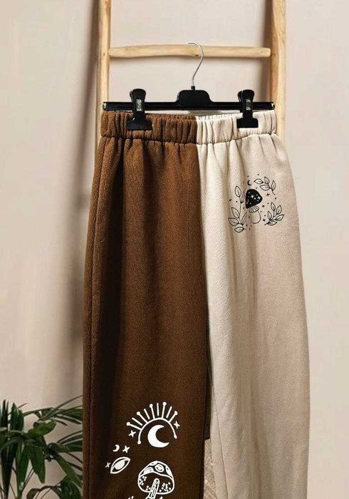 Спортивные брюки штаны утепленные флис Shein в принт, р. XS/S