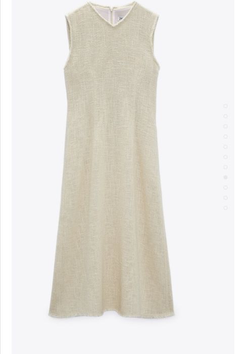 Zara sukienka blogerski beżowy m lux Strukturalna koktajlowa