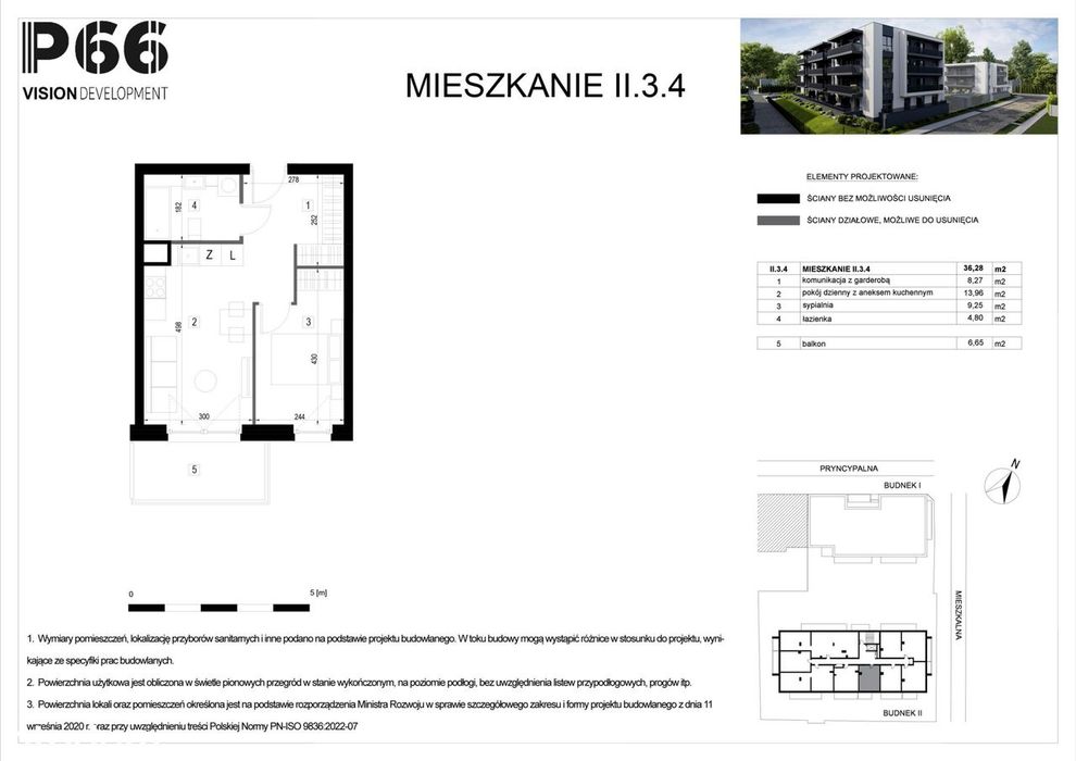2-pokojowe mieszkanie 36m2 + balkon