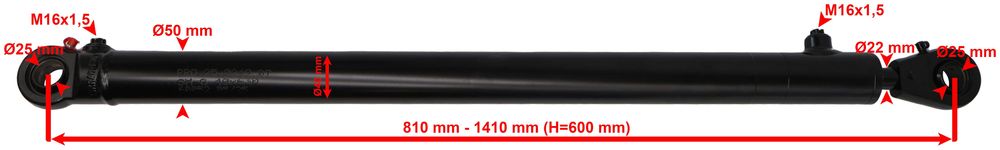 Polski Siłownik hydrauliczny 2-STR działania CJ2F 40X22x600 mm [0065]