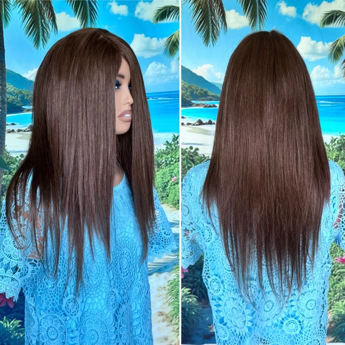 Натуральная большая накладка парик шёлк основа кожа славянка волос 55с