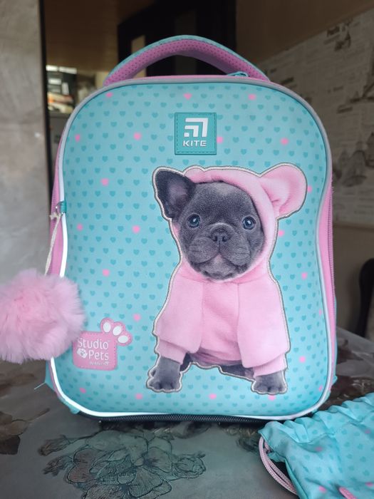 Рюкзак  шкільний Kite Studio pets 3 в 1 м'ятний з собачкою 12 л 1-4 клас