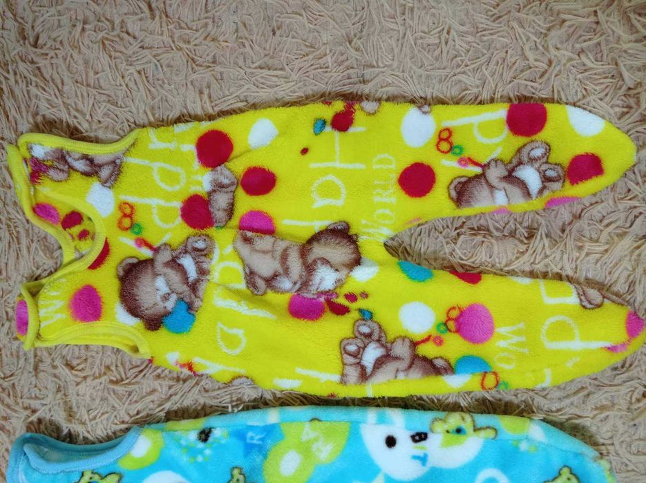 НОВЫЕ 1-3 мес плюшевые с начесом человечек ползунки