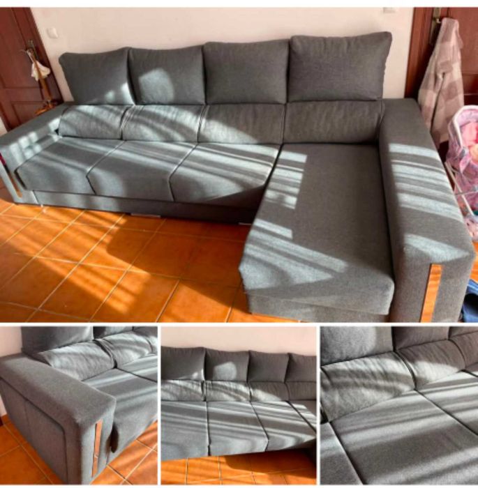 Sofá chaise long com arrumação
