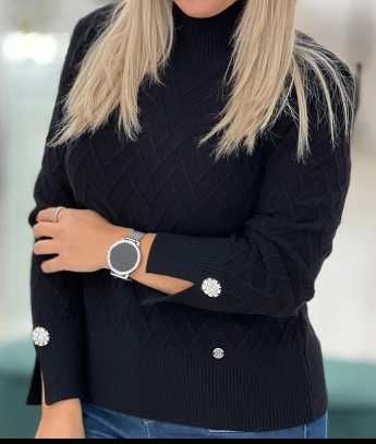 Camisola preta Ruga em jacquard trabalhado (NOVA COM ETIQUETA)