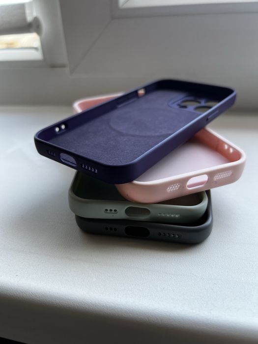 4 силіконові чохли iPhone 13 Pro: м'ята, графіт,фіолетовий , рожевий
