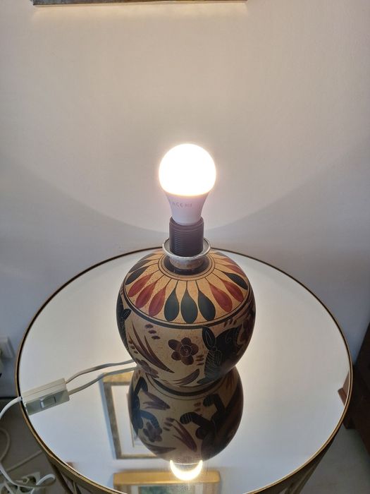 Candeeiro em barro pintado á mão