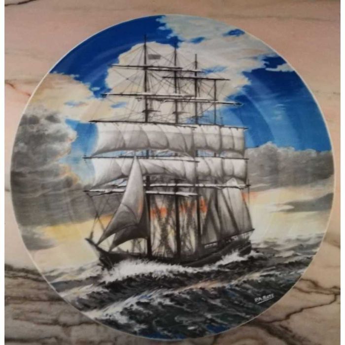 Pratos decorativos 6 barcos Veleiros porcelana Quinta Nova