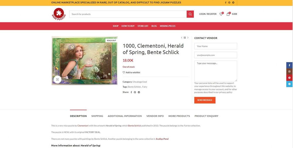 Puzzle NOVO 1000 - Herald of Spring, Bente Schlick - Clementoni - RARO