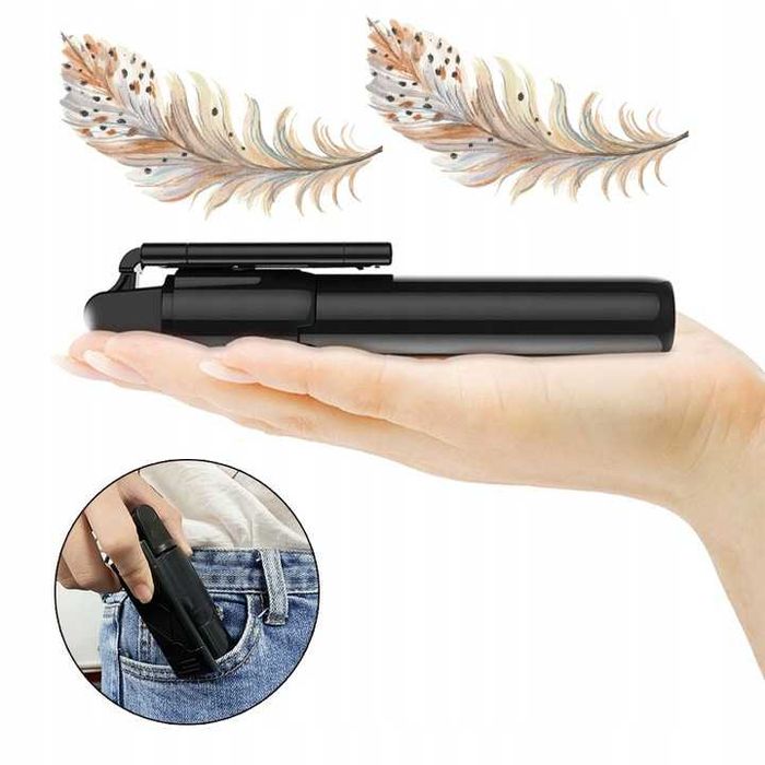 Metalowy Selfie Stick 3w1 Statyw Tripod + Pilot Bluetooth Czarny NOWY