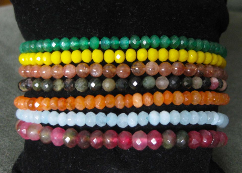 Pulseiras de Contas de Vidro Facetadas NOVAS - cores diversas