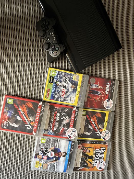 PS3 usado + 7 jogos + controle novo