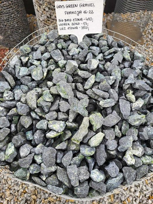 Grys GREEN GRAVEL serpentynit 16-22 mm Kamienie ogrodowe ozdobne
