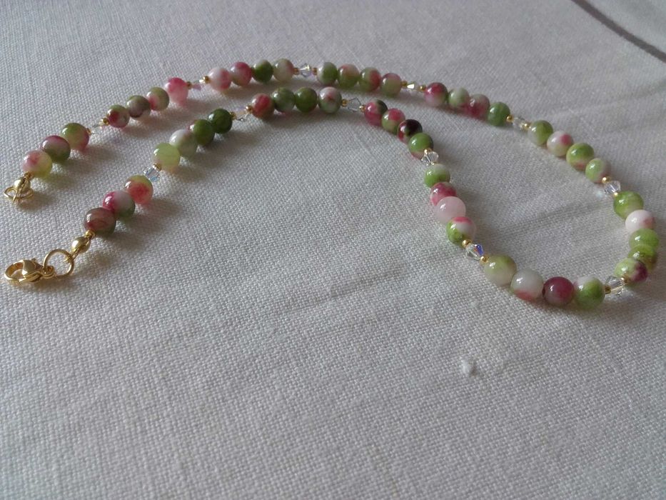 Naszyjnik jadeit kryształy swarovski