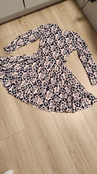 Sukienka welurowa dla dziewczynki panterka 134