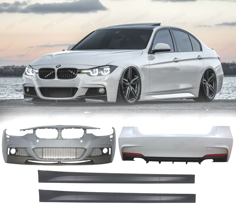 KIT CARROÇARIA BMW F30 LOOK M PERFORMANCE PDC 2 SAÍDAS DE ESCAPE