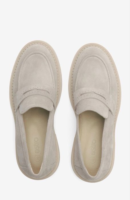 Estro - maksyny loafersy r. 37 jasnobrązowe/szare typu penny - NOWE