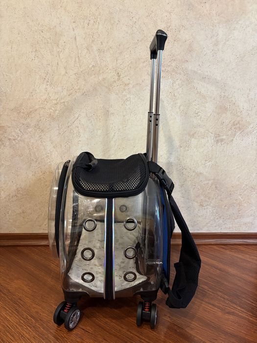 Переноска для кота на колесах прозора