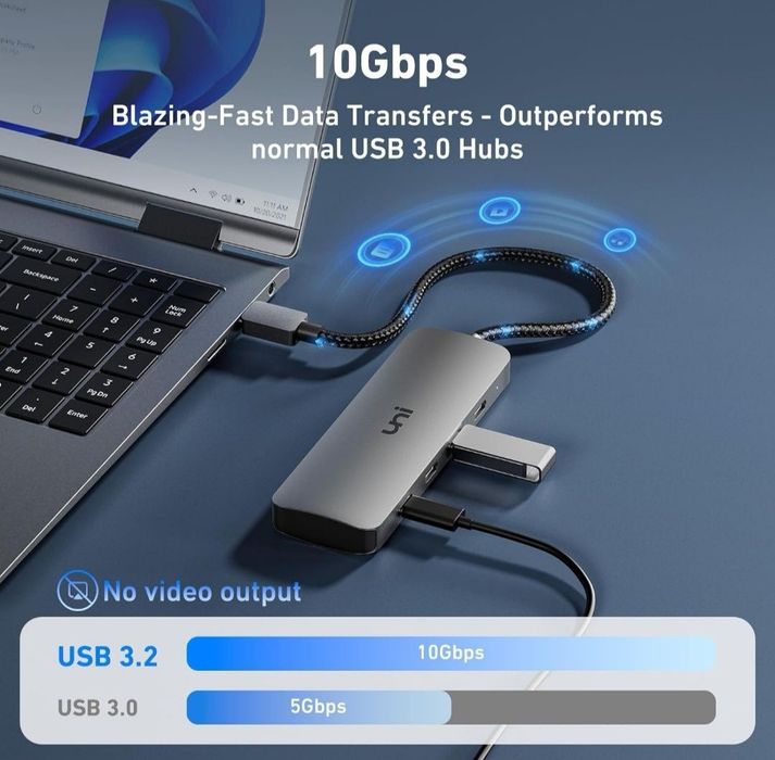 Adapter USB-C HUB 4w1 USB - C pleciony kabel U