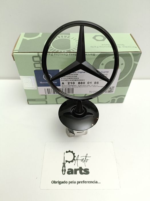 Emblema símbolo logotipo Estrela capô Mercedes Lisa Preto Brilhante
