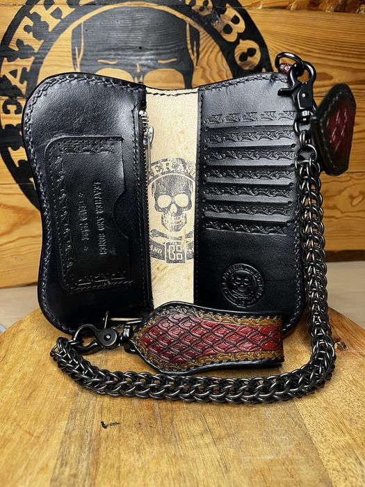 Portfel hand made motocyklowy z łańcuchem