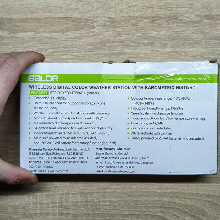 Метеостанція BALDR B0359 з барометром та вуличним датчиком (100м)