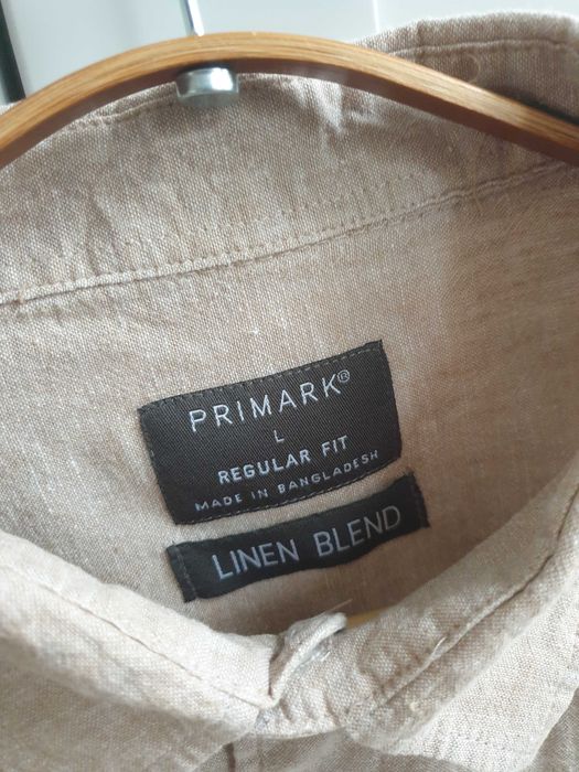 Beżowa koszula lniana Primark M L męsla