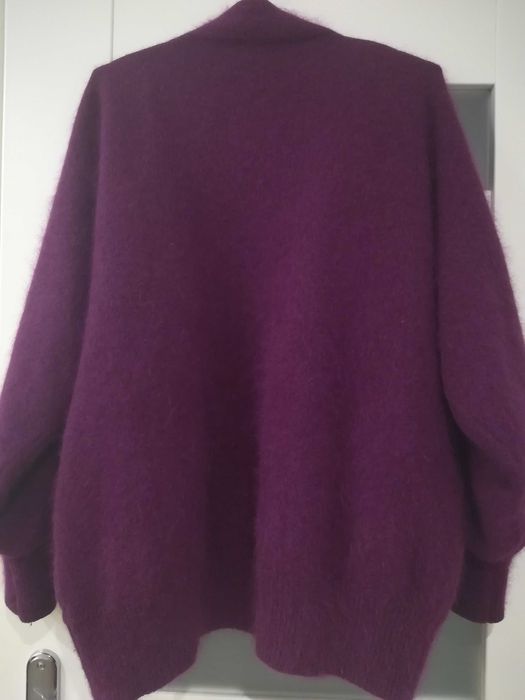 Piękny płaszcz sweter ALPAKA z wełny angory r. 44